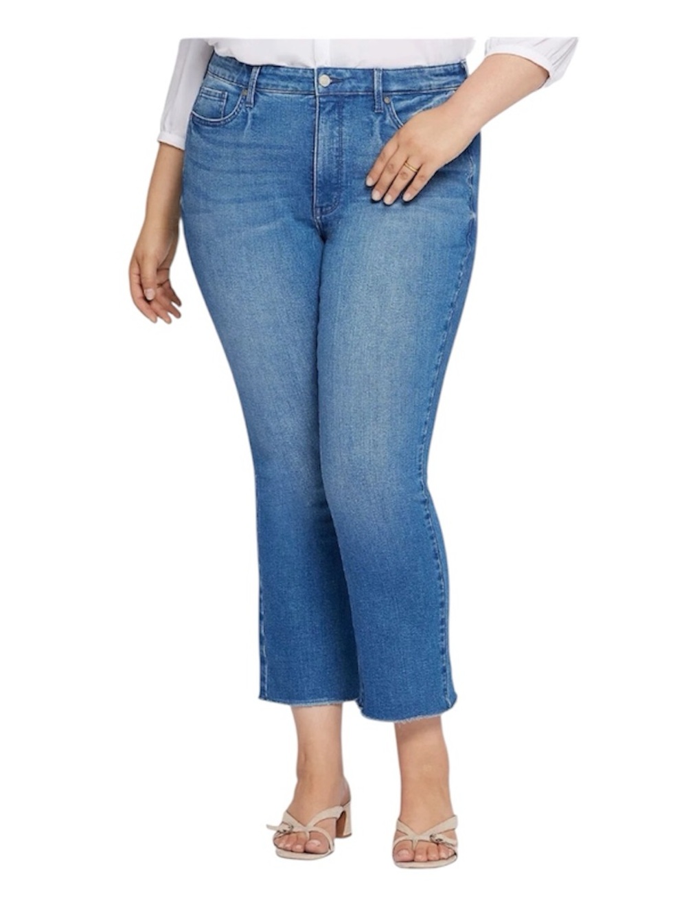 NYDJ Slim Bootcut Ankle Fray Heartland High Rise Crop Jean Stretch Size 14